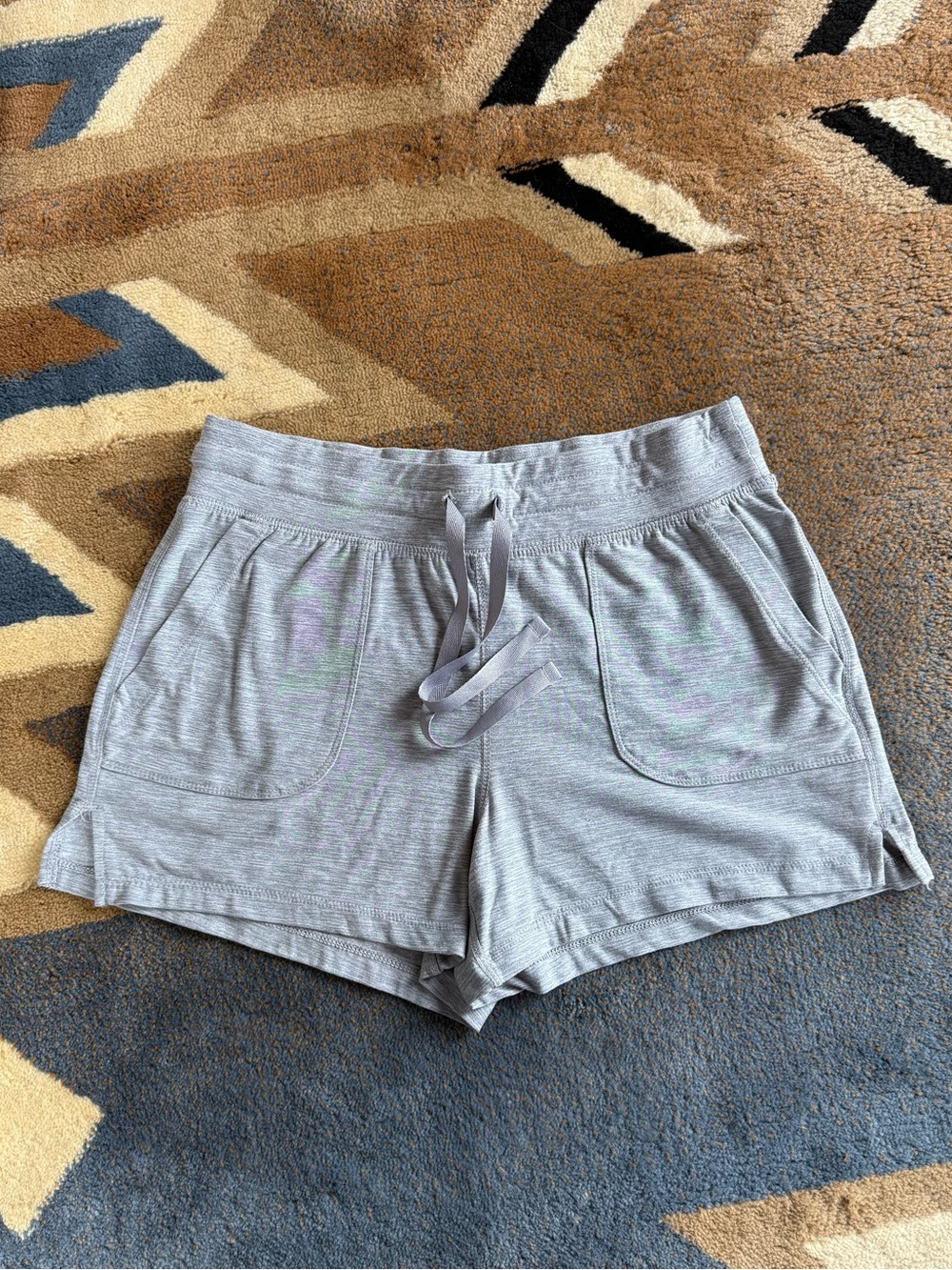 Women's Light Gray Knit Drawstring Athletic Shorts